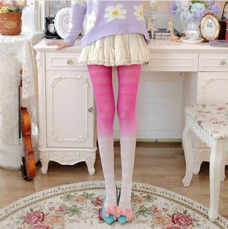 Gradient color hollow stockings anti-hook silk jacquard pantyhose lace stockings