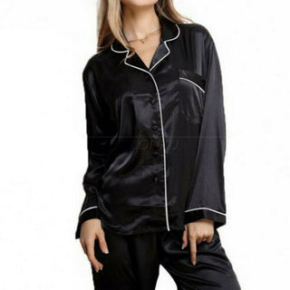 Silk Satin Pajamas Sets with Long Sleeve Sleepwear