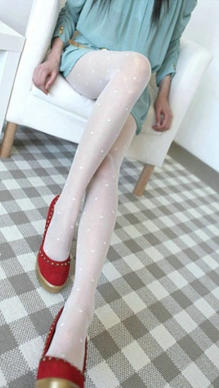 Ultra-thin pantyhose polka dot love stockings transparent bottoming stockings