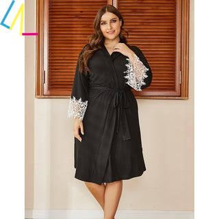 Black Plus Size Long Robe Sleepwear