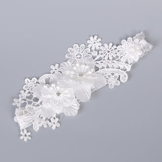 White Lace Rhinestone Bridal Garter