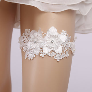 White Lace Rhinestone Bridal Garter