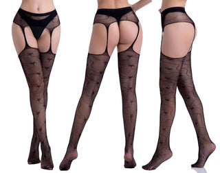 Tights Stockings High Over Female Floral Nylon Hot Fishnet Stockings Black Hollow Crotchless Pantyhose