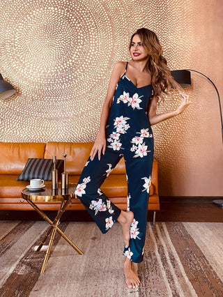 Blue Floral Pajama Set