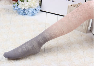 Gradient color hollow stockings anti-hook silk jacquard pantyhose lace stockings