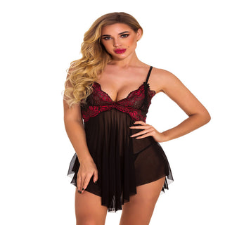 Ladies Polyester Lace Sling babydoll Sleepwear