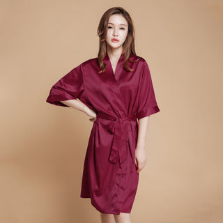 Solid silk Robes Sleepwear