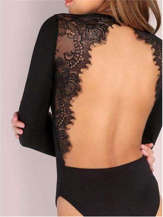 Black backless Lingerie bodysuit