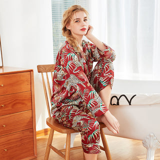 Silk printed pajama set