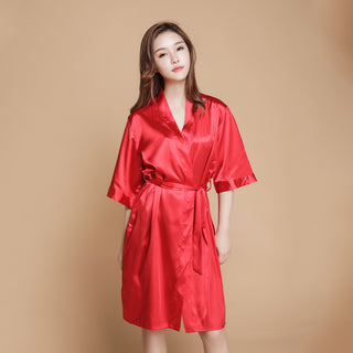 Solid silk Robes Sleepwear