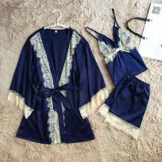 Sleeveless Tops & Shorts with Robe Sleepwear Set