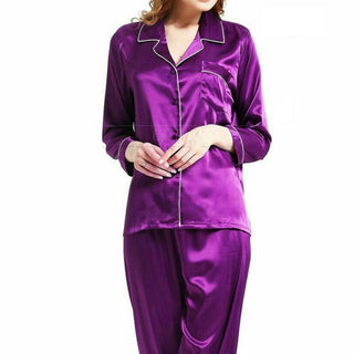 Silk Satin Pajamas Sets with Long Sleeve Sleepwear