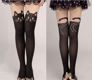 Harajuku Fake High Tube Cute Cat Pantyhose