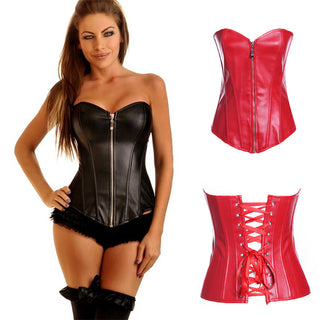 Poly Urethane Leather Zip Tight Corset