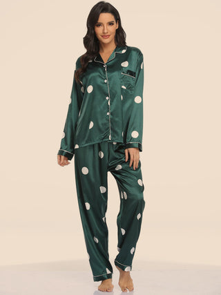 Silk Print Pajama Set Long Sleeve Tops And Pants Sleepwear