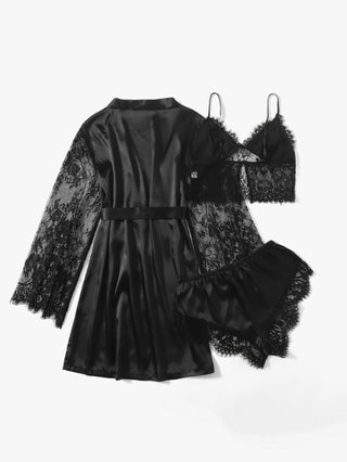 Black and Cheetah print Sleepwear robe set