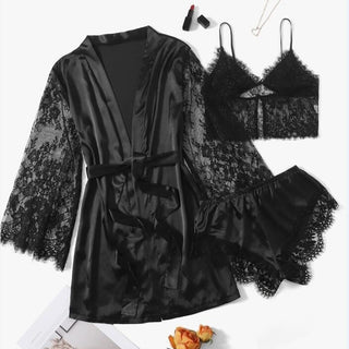 Black and Cheetah print Sleepwear robe set