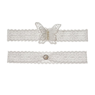 Bridal Garter with Embroidered Butterfly, Sexy Lace, and Thigh Loop