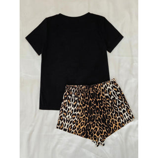 Leopard Print Short Sleeve Pajama Set