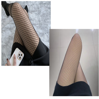 Japanese White Lace Bow Fishnet Stockings