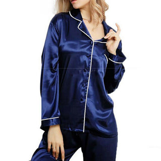 Silk Satin Pajamas Sets with Long Sleeve Sleepwear