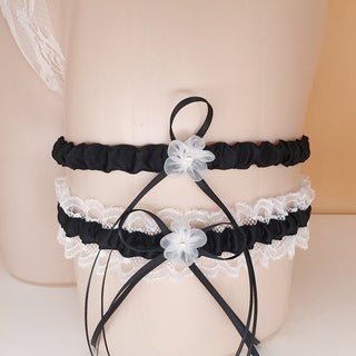 Garter belt with small flowers bow