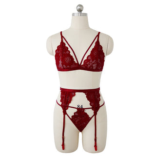 Lace push-up bra three-piece lingerie set