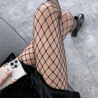 Japanese White Lace Bow Fishnet Stockings