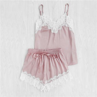 Lace split Camisole and Short Set