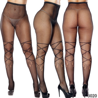 Vintage tattoo lace cutout stockings