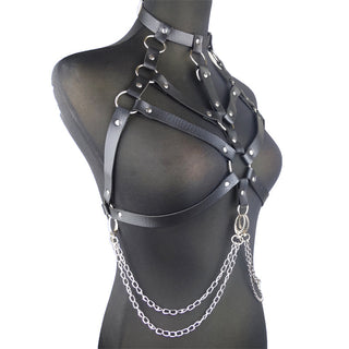 Creative Black Leather Binding Belt Bondage Jacket