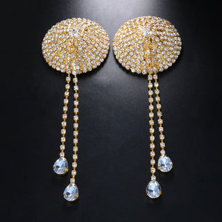 Oval Fringe Rhinestone Nipple Patch