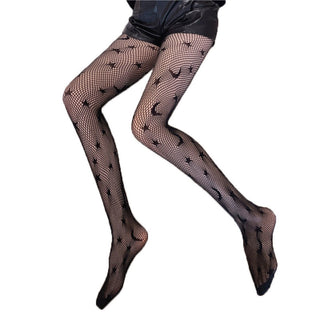 Black Star Moon Fishnet Stockings