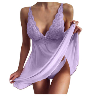 V Neck Women's Lace Chemise Nightdress