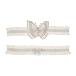 Bridal Garter with Embroidered Butterfly, Sexy Lace, and Thigh Loop