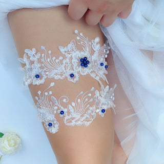 Lace Garter Belt Blue Pearl Garter Belt Sexy Elastic